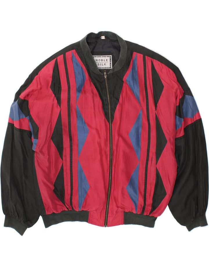 VINTAGE muška bomber jakna širokog kroja UK 38 srednje crna geometrijska svila