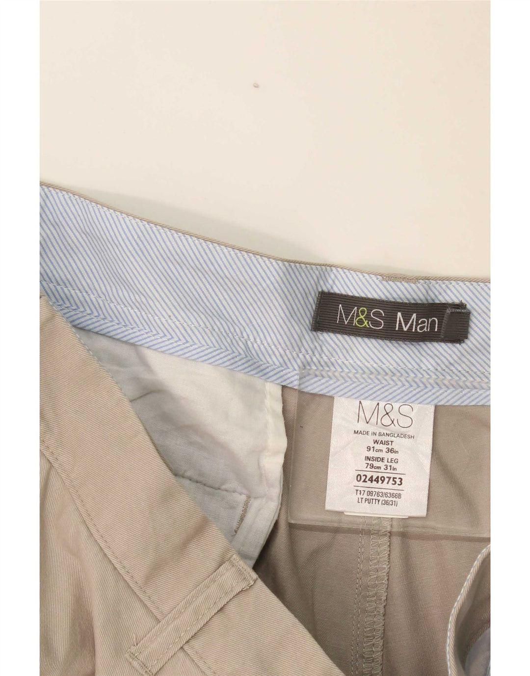 Marks & Spencer muške ravne chino hlače W36 L31 sivi poliester
