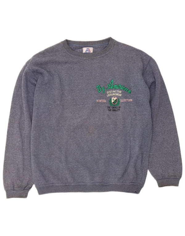 By American Womens Graphic Oversized Sweatshirt Jumper UK 16 Large Blue