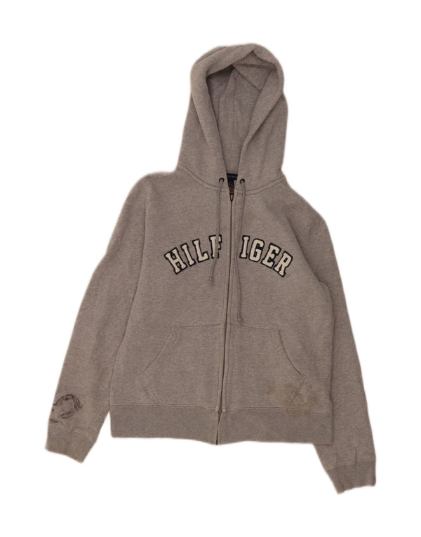 Tommy Hilfiger Ženski pulover s kapuljačom s patentnim zatvaračem UK 14 srednje sivi pamuk