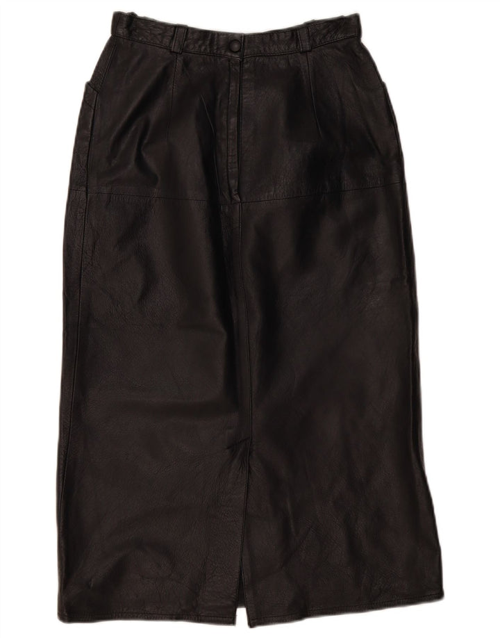 VINTAGE ženska kožna suknja EU 36 mala W26 crna koža