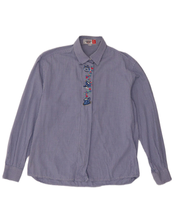 Emmanuel Schvili Ženska obična košulja dugih rukava UK 18 XL plava gingham