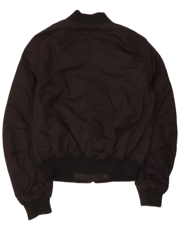 Topshop Womens Oversized Bomber Jacket UK 6 XS Black Polyester