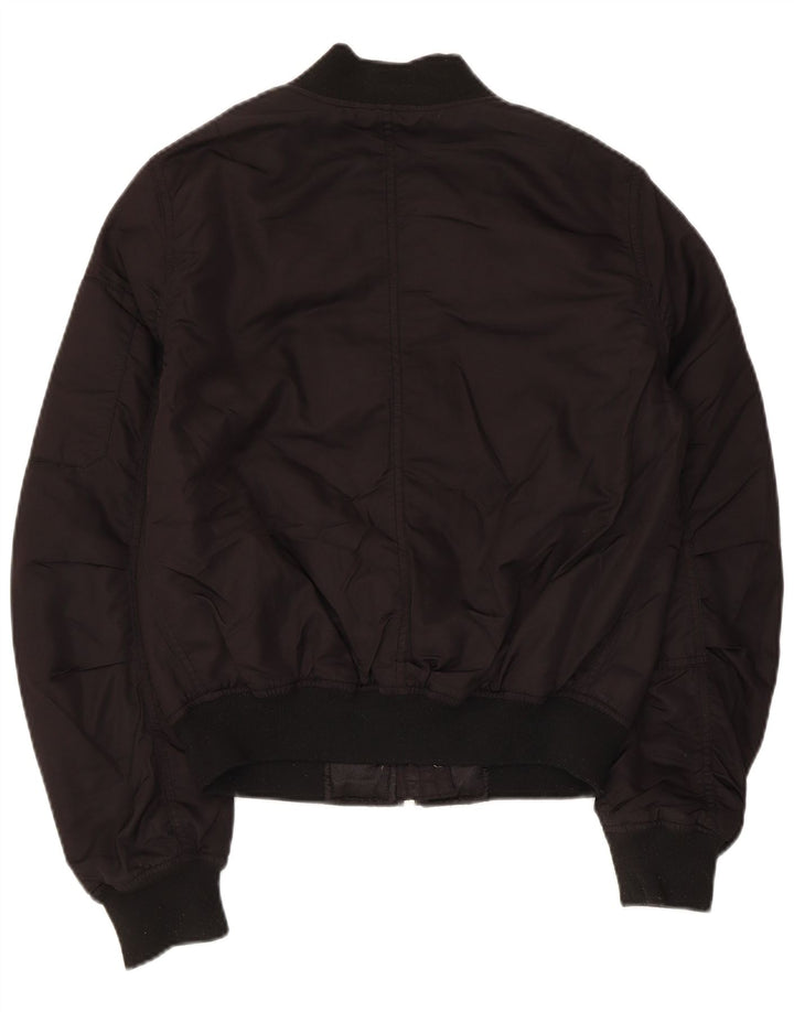Topshop Womens Oversized Bomber Jacket UK 6 XS Black Polyester
