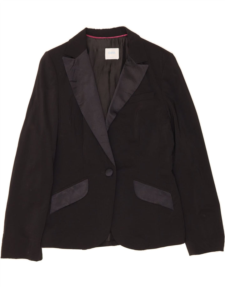 OASIS Womens 1 Button Blazer Jacket UK 12 Medium Black Wool Vintage Oasis and Second-Hand Oasis from Messina Hembry 