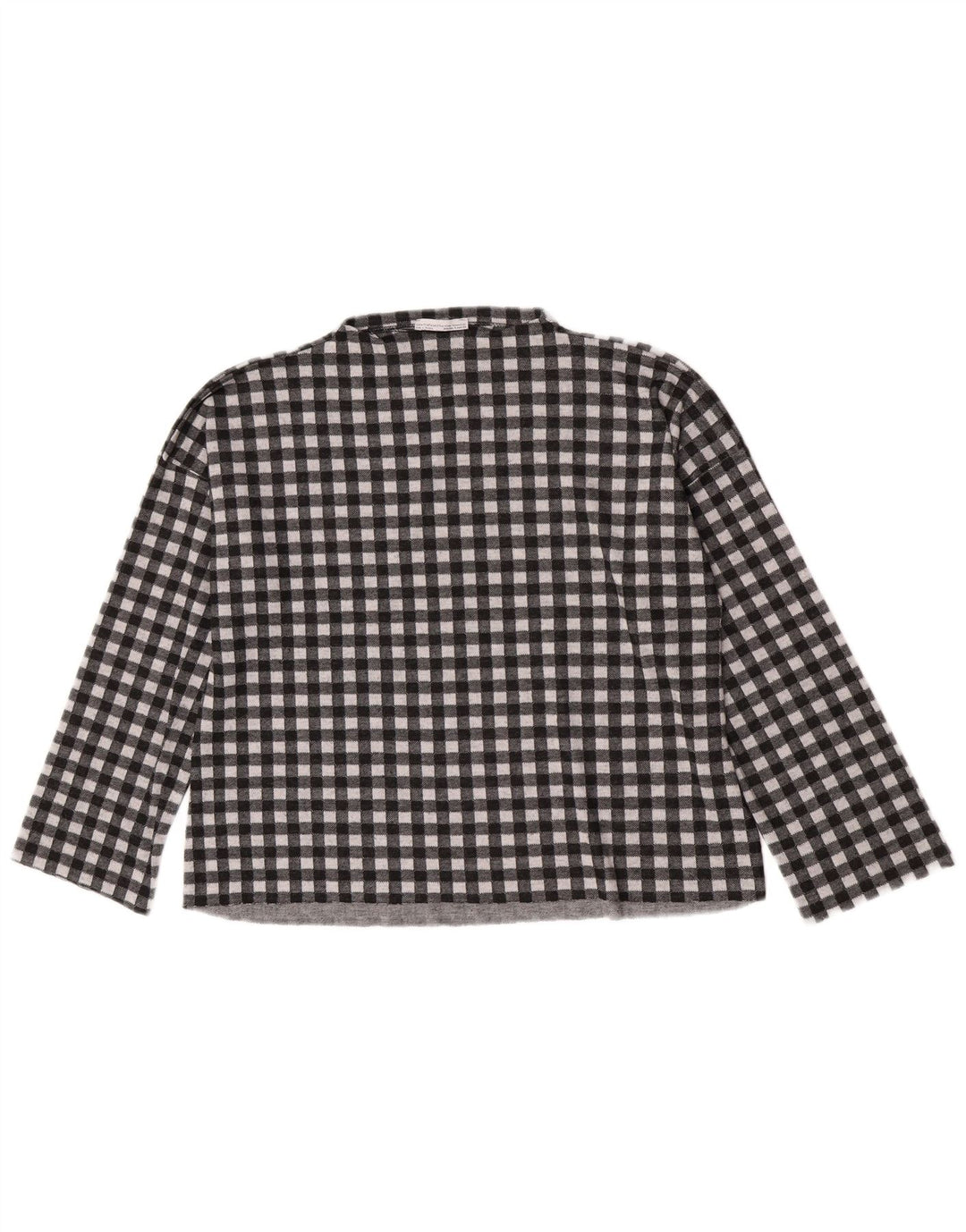 Zara ženska prevelika majica dugih rukava UK 10, mali crni gingham poliester