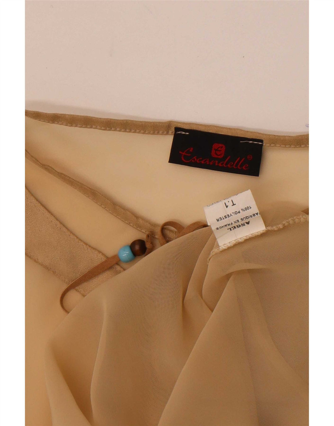 Escandelle Ženska prozirna majica s krilima šišmiša UK 12 Medium Beige Poliester