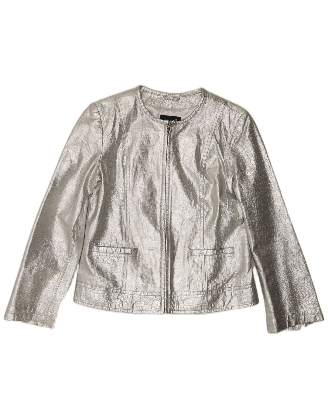 CORTEFIEL ženska kožna jakna UK 12 srednje srebrne kože