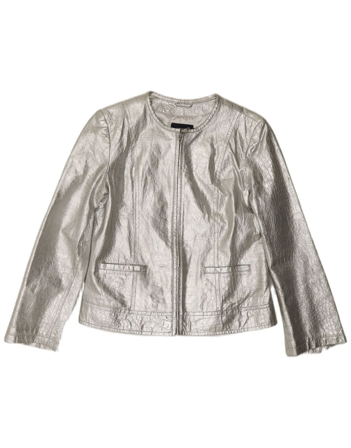 CORTEFIEL ženska kožna jakna UK 12 srednje srebrne kože