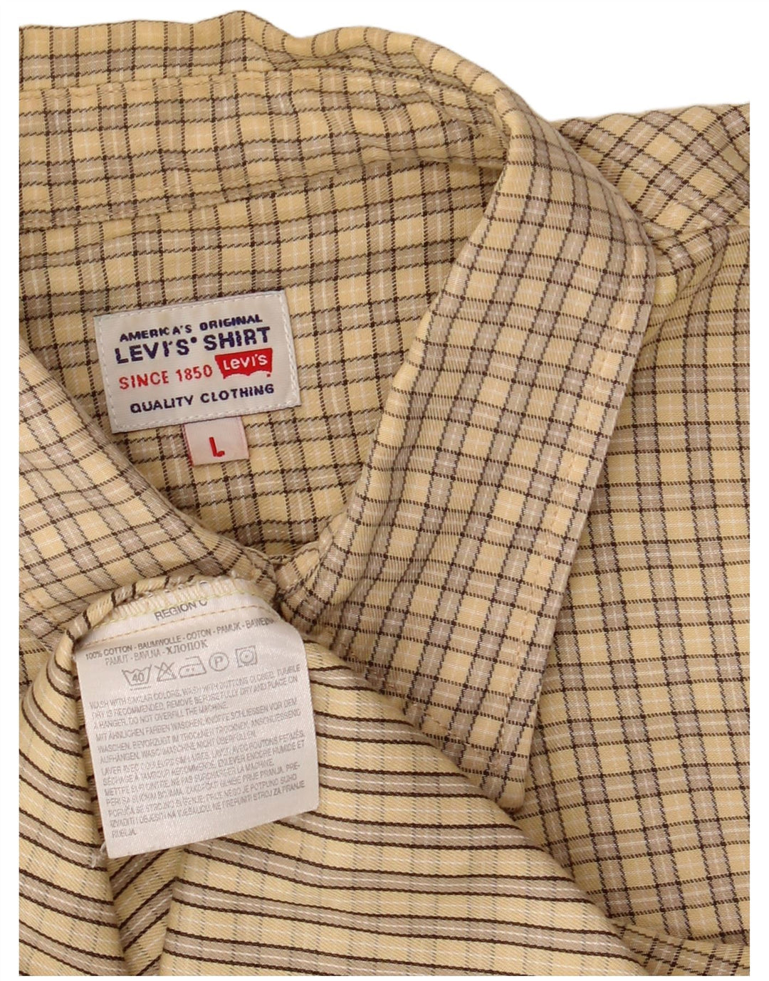 Levi's muška košulja kratkih rukava, veliki bež karirani pamuk