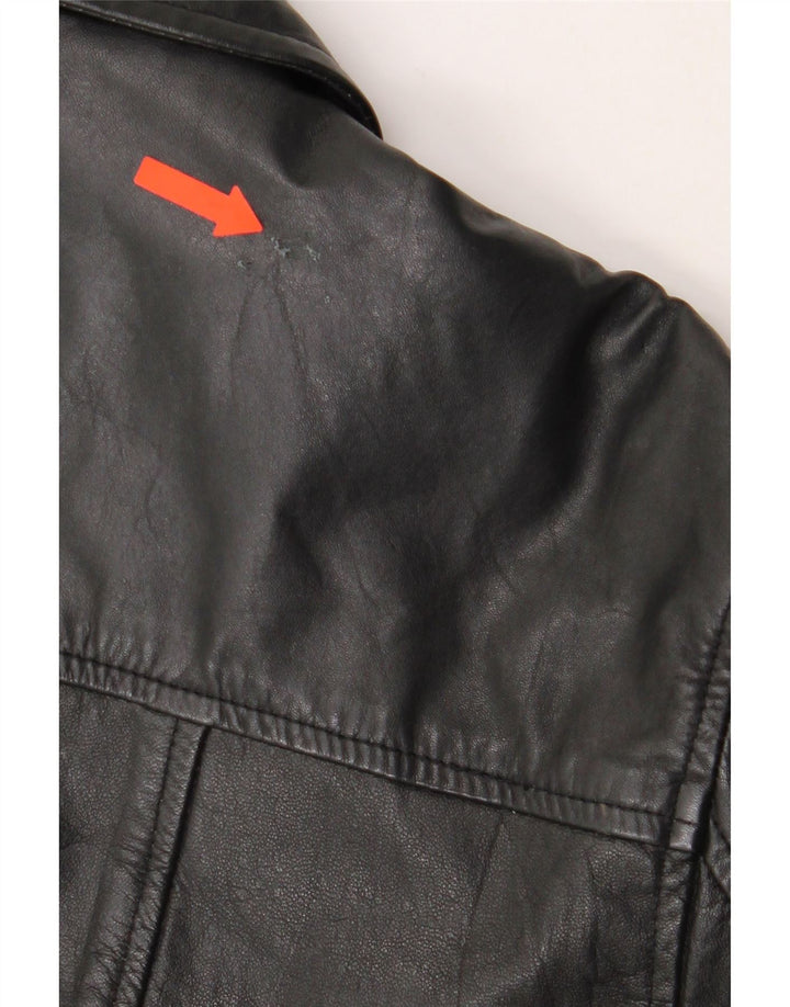 VINTAGE Womens Leather Coat UK 14 Large  Black Leather Vintage Vintage and Second-Hand Vintage from Messina Hembry 