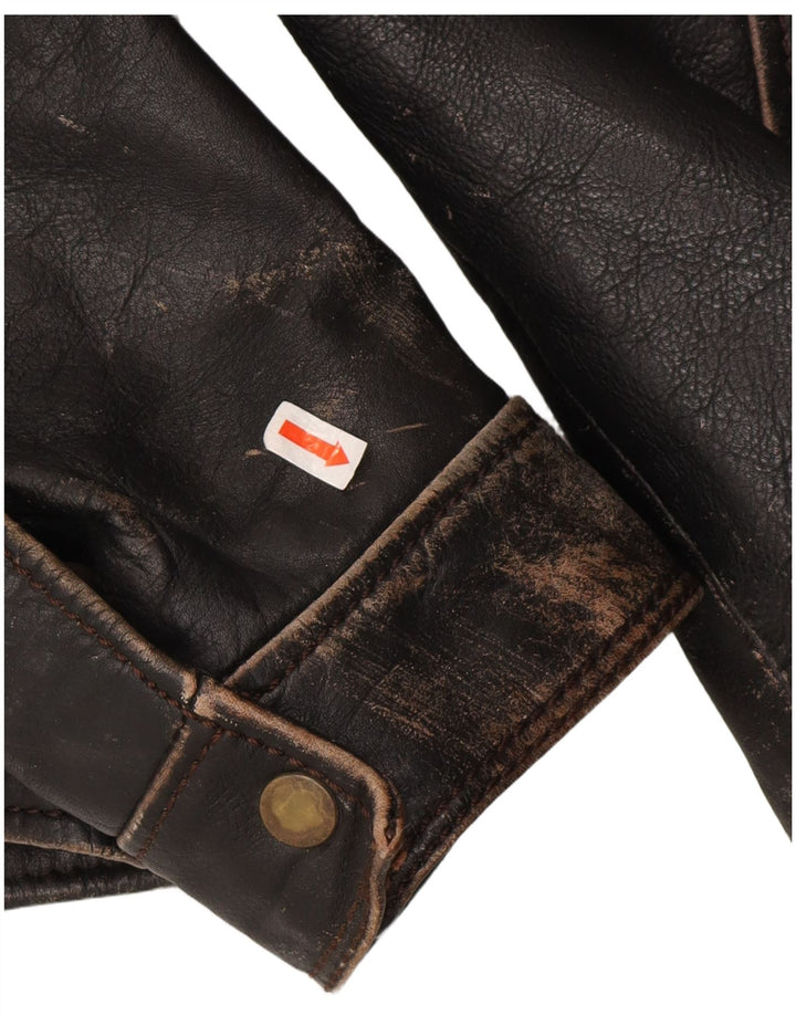 Vintage muška kožna biciklistička jakna UK 36 Mala smeđa biciklistička jakna