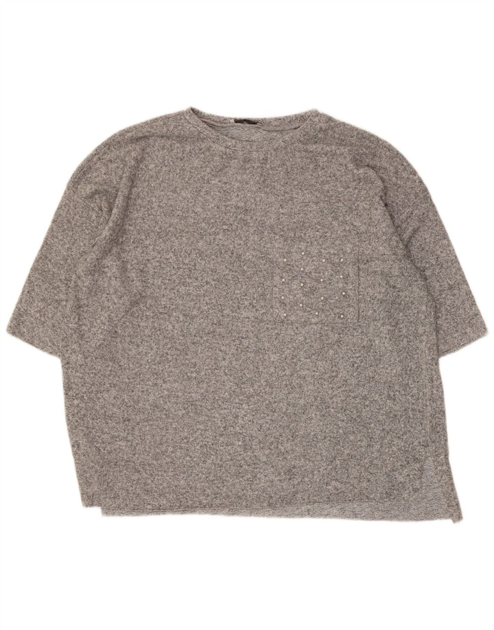 Zara ženska prevelika majica kratkih rukava UK 10 Small Grey Flected