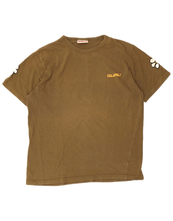 Guru Ženska majica kratkih rukava s grafičkim motivima UK 16 Veliki kaki cvjetni pamuk