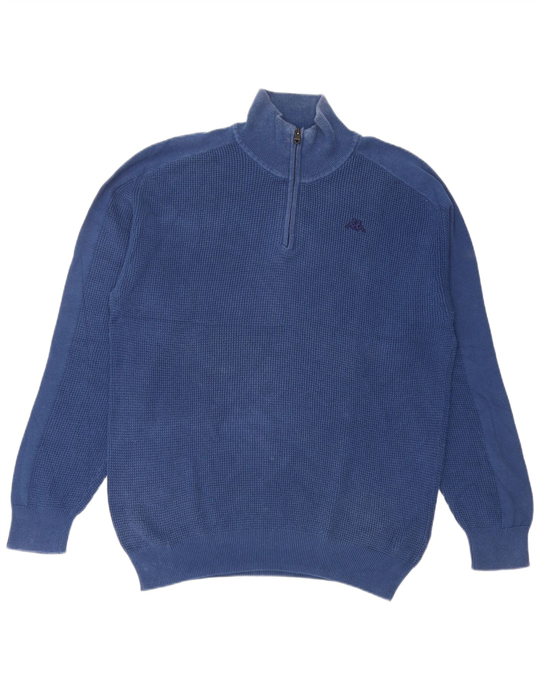 KAPPA Mens Zip Neck Jumper Sweater Large Blue Cotton