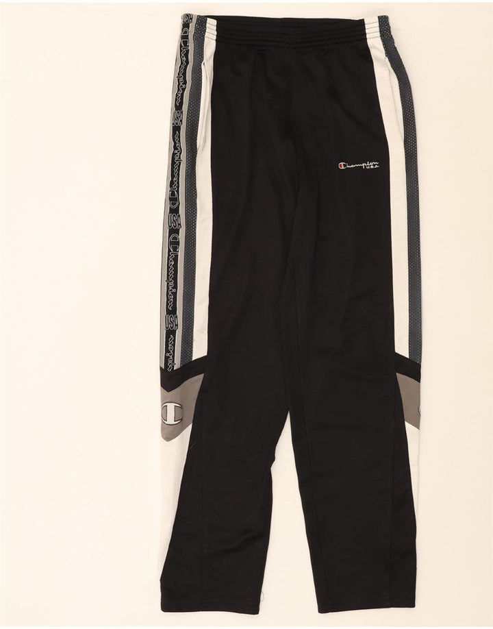 CHAMPION Mens Graphic Tracksuit Trousers Joggers Medium Black Colourblock Vintage Champion and Second-Hand Champion from Messina Hembry 