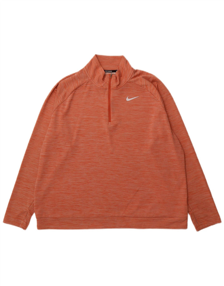 NIKE Womens Dri Fit Pullover Tracksuit Top UK 20 2XL Orange Flecked