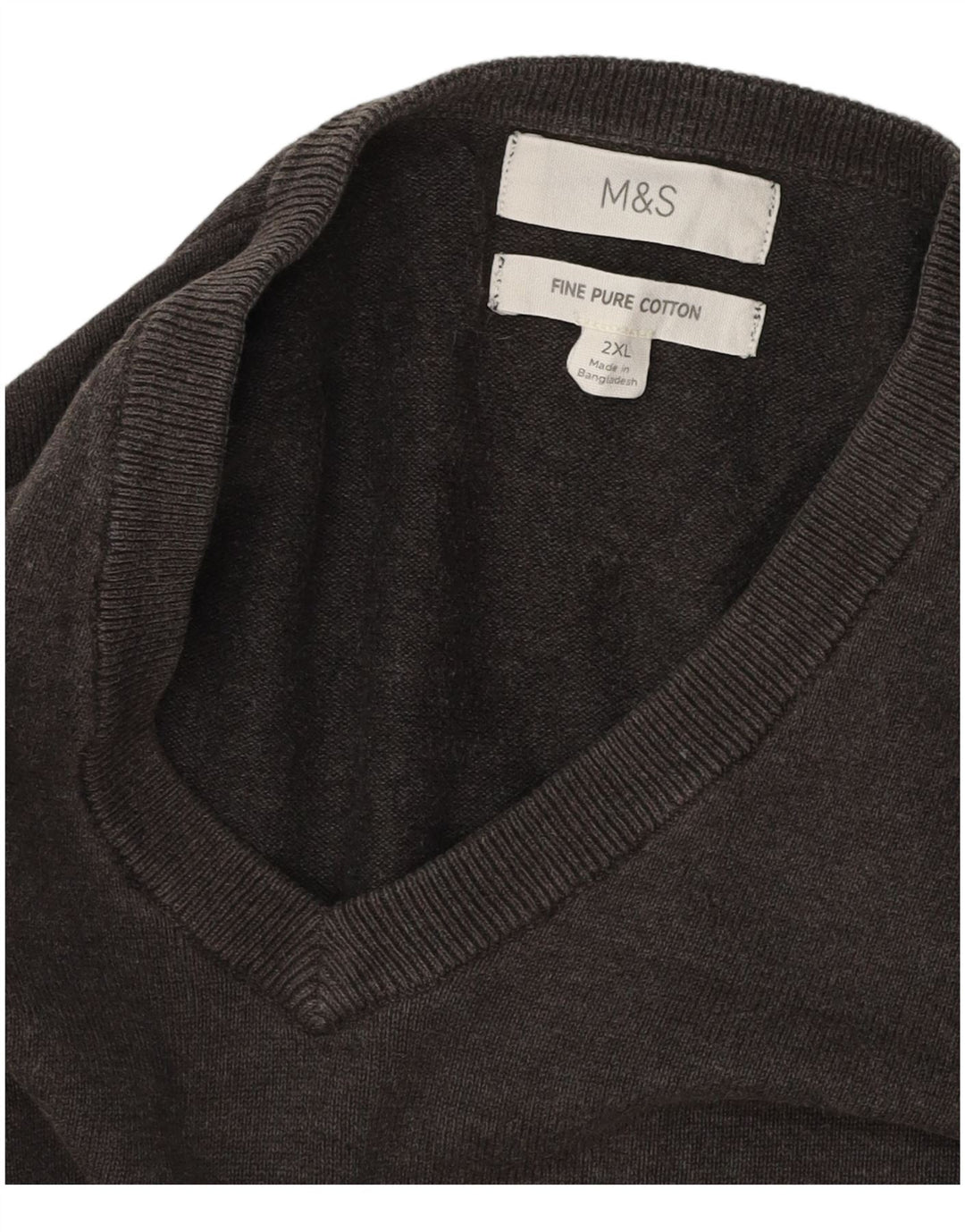 MARKS & SPENCER Muški pulover s V-izrezom 2XL sivi pamuk