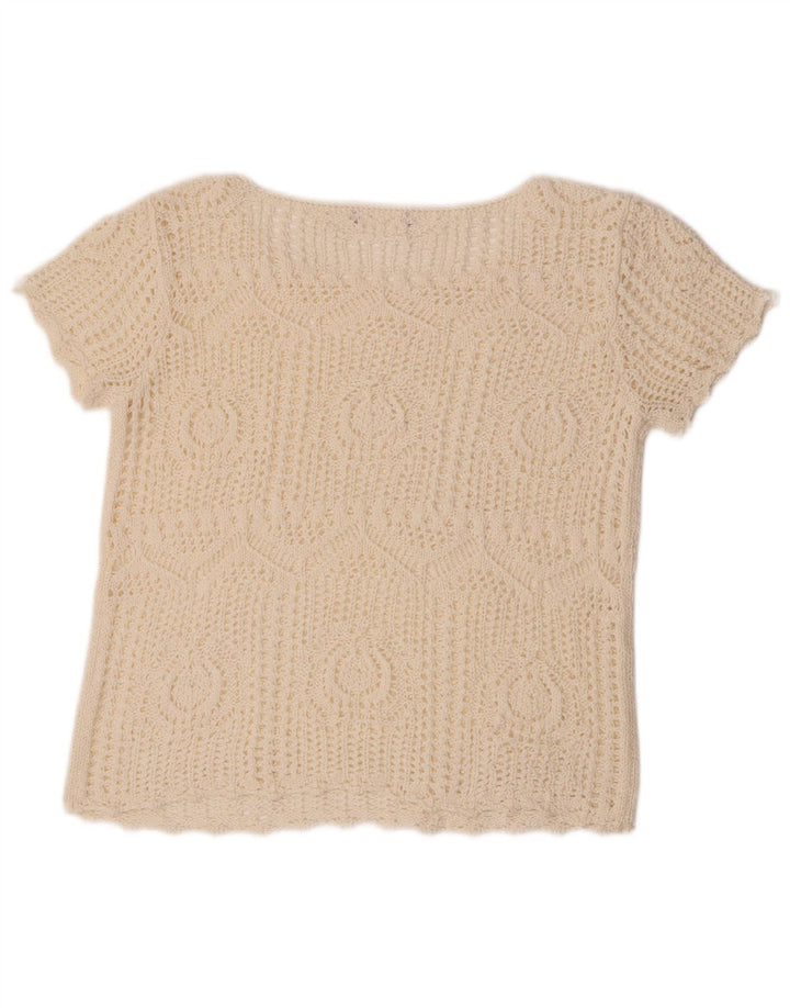 Vintage ženska vrhunska heklana bluza UK 12 srednje bijele boje