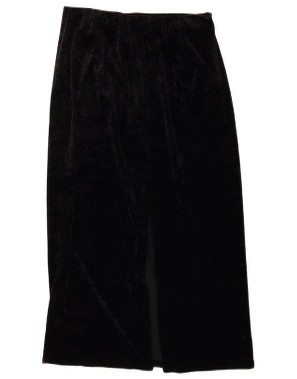 Vintage ženska midi suknja od velura visokog struka IT 46 Large W28 crni acetat