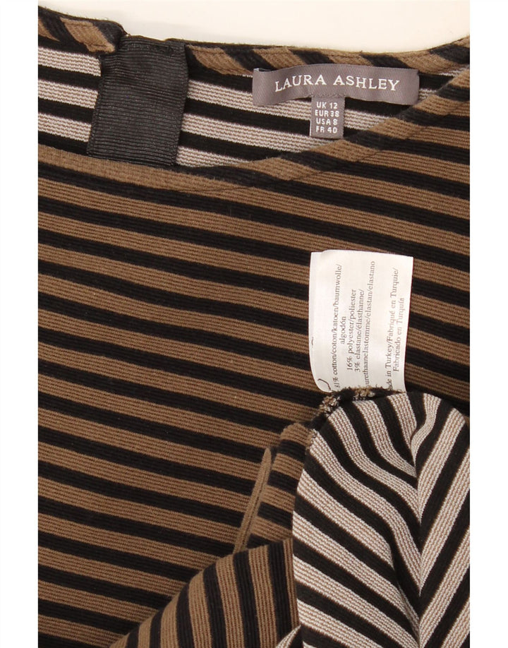 LAURA ASHLEY Ženska duga haljina s 3/4 rukavima UK 12 srednje bež na pruge