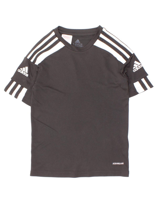 Adidas Boys Aeroready T-Shirt Top 7-8 Years Black Colourblock Poliester