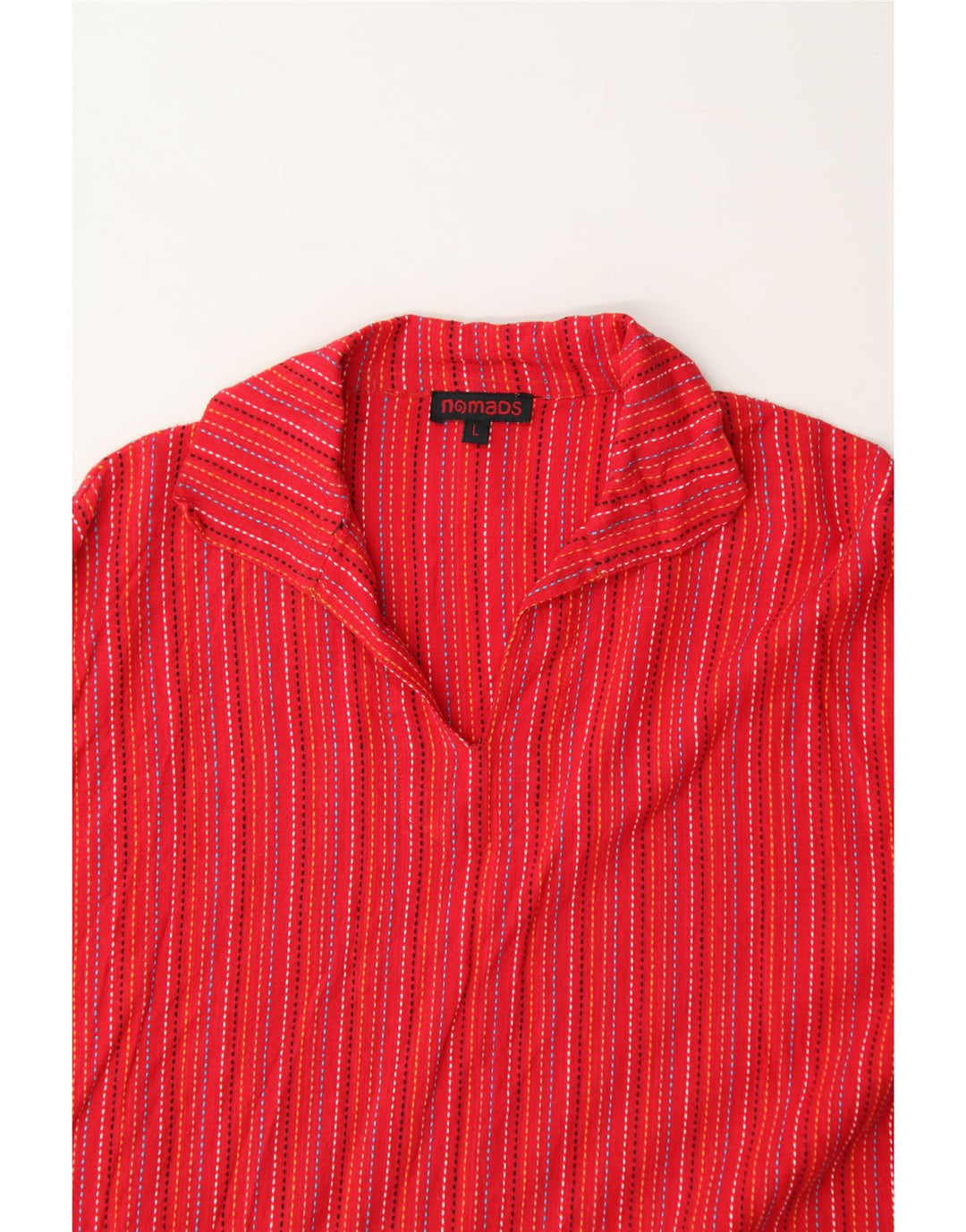 NOMADS Womens Pullover Shirt UK 16 Large Red Striped Cotton Vintage Nomads and Second-Hand Nomads from Messina Hembry 