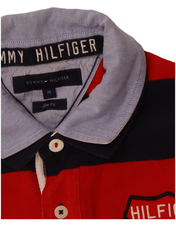 TOMMY HILFIGER muška uska ragbi polo majica srednje veličine s crvenim prugama