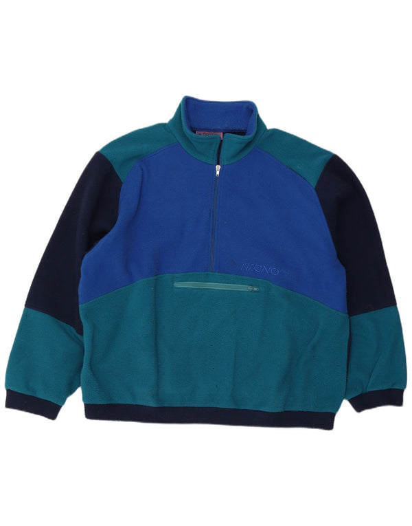 Vintage muški džemper od flisa s patentnim izrezom 2XL plave boje