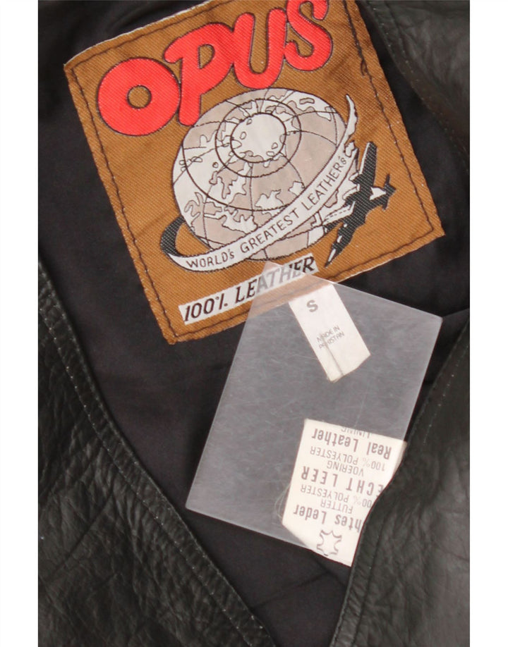 VINTAGE muški kožni prsluk mali crni kožni