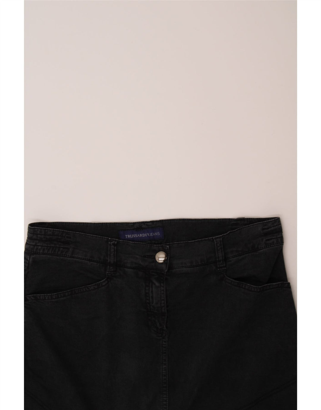 TRUSSARDI Womens Denim Skirt IT 44 Medium W32 Black Cotton Vintage Trussardi and Second-Hand Trussardi from Messina Hembry 