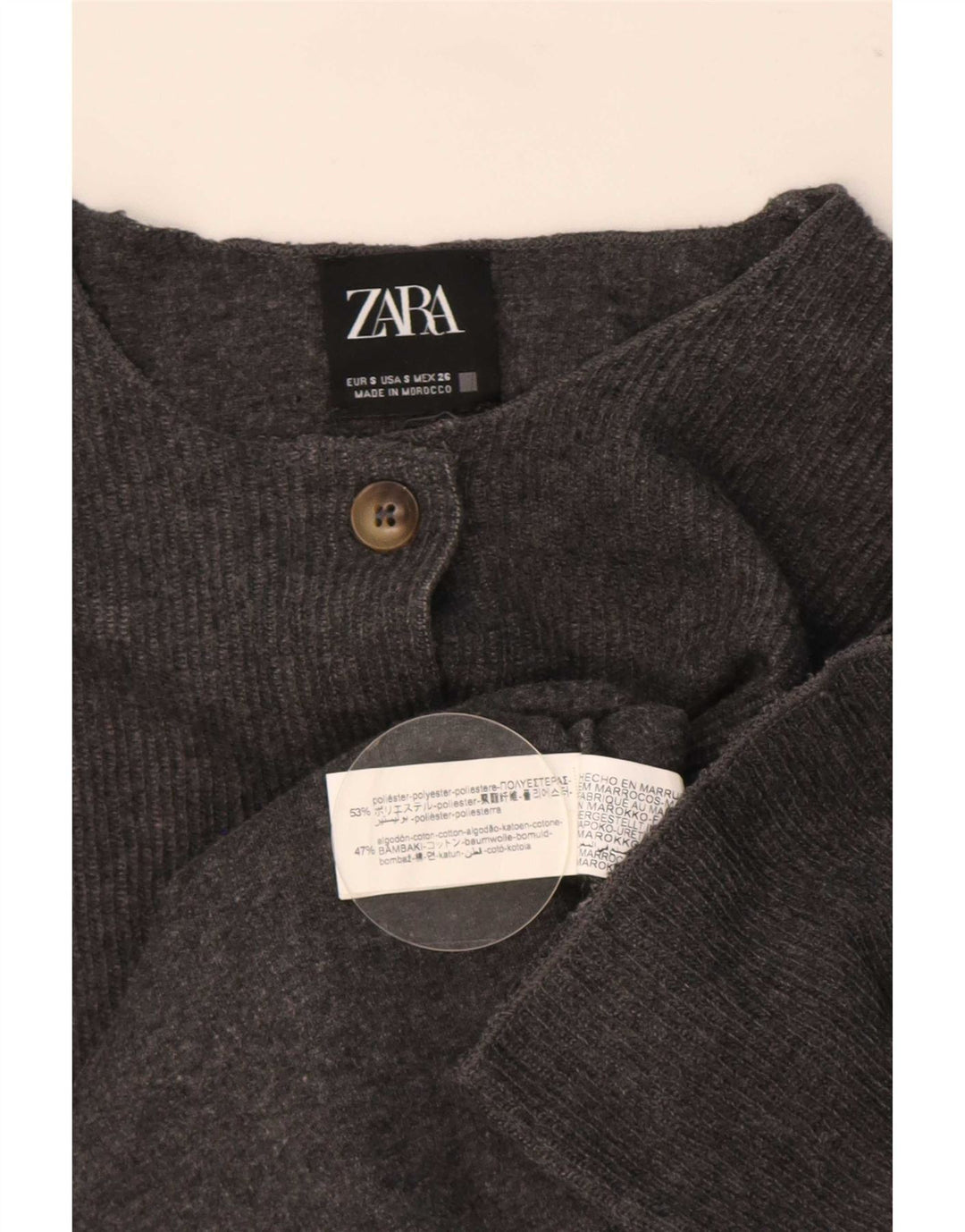 Zara ženski kratki kardigan pulover UK 10 Mali sivi poliester