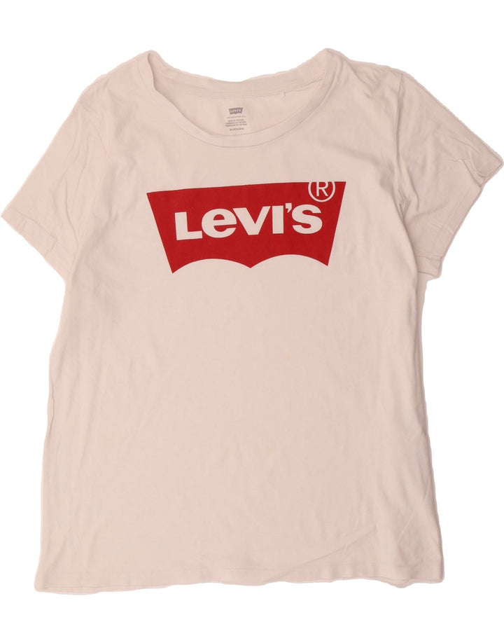 LEVI'S Mens Graphic T-Shirt Top 2XL White Cotton Vintage Levi's and Second-Hand Levi's from Messina Hembry 