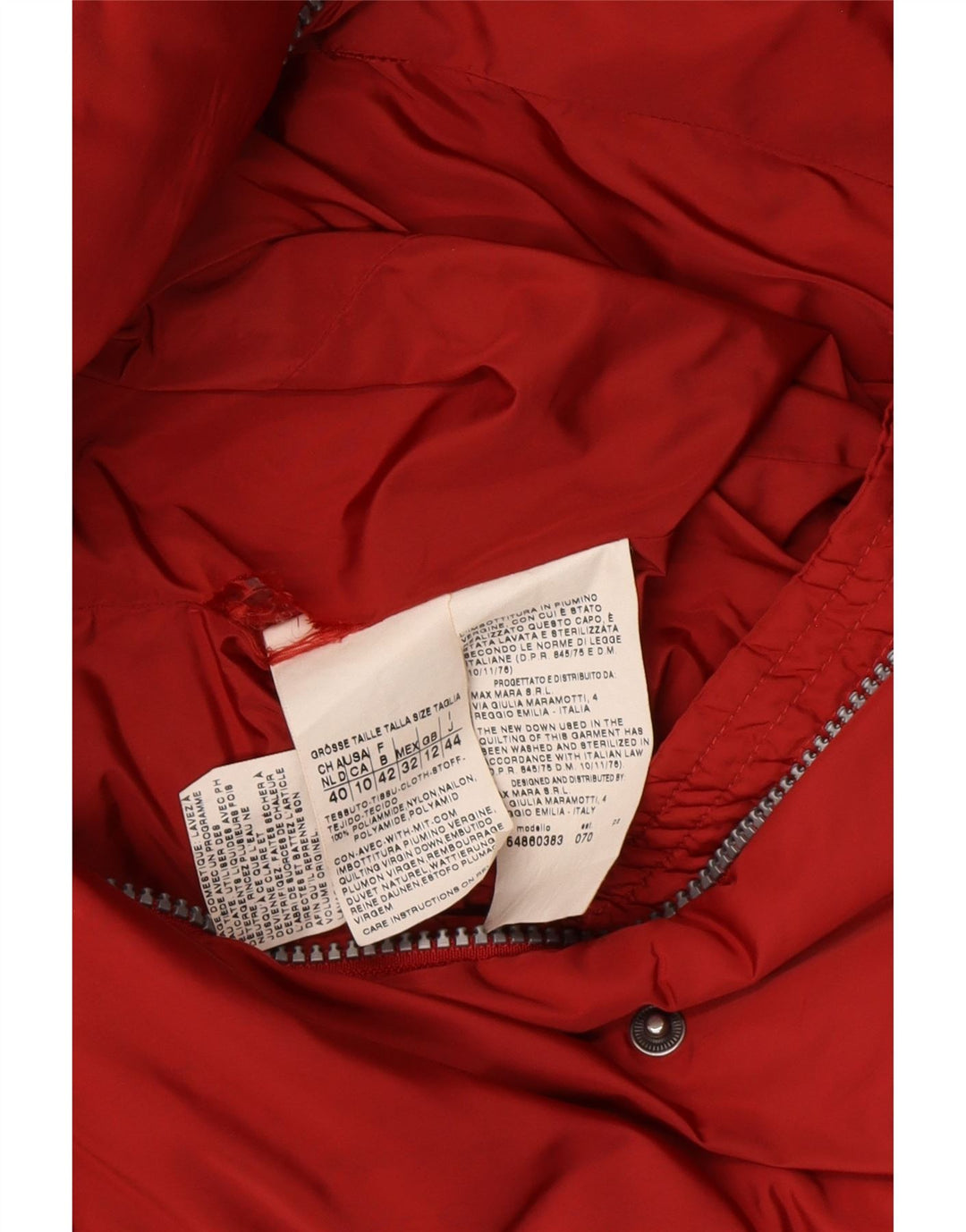 MAX MARA ženska vikend podstavljena jakna UK 12 srednje crvena zimska od poliamida