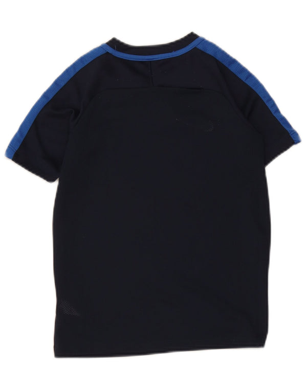 Nike Boys Dri Fit T-Shirt Top 6-7 Years XS Navy Blue Colourblock Poliester