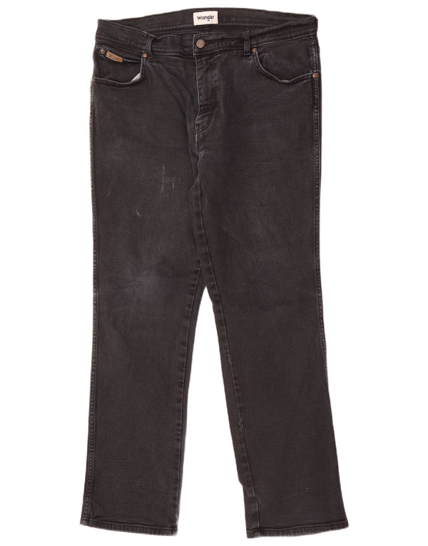 Wrangler muške teksaške ravne traperice W36 L32 crni pamuk