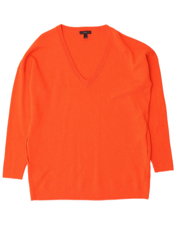 J. Crew Womens Longline Oversized V-Neck Jumper Sweater UK 10 Small Orange