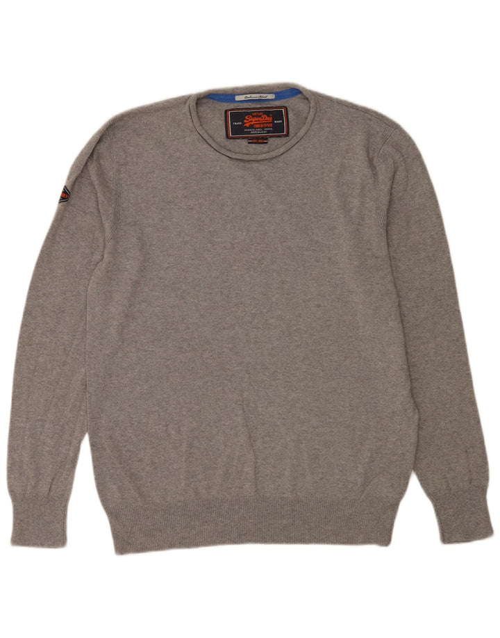 Superdry muški pulover s okruglim izrezom Veliki sivi pamuk