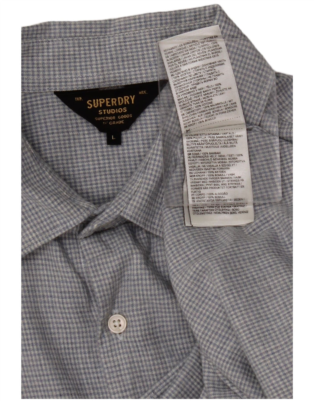 SUPERDRY Mens Shirt Large Blue Check Cotton