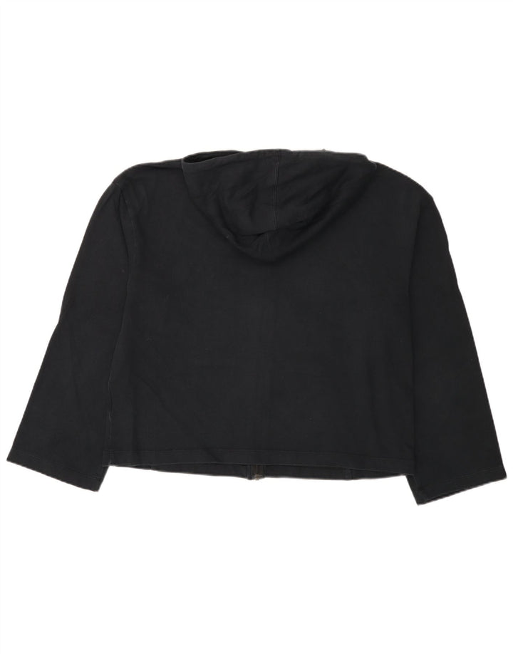 NIKE Ženski pulover s kapuljačom s patentnim zatvaračem UK 12 Srednje crni pamuk