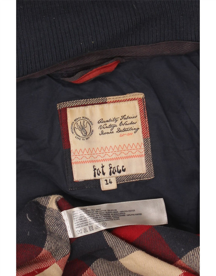 FAT FACE Ženska podstavljena jakna s kapuljačom UK 14 velika tamnoplava poliester