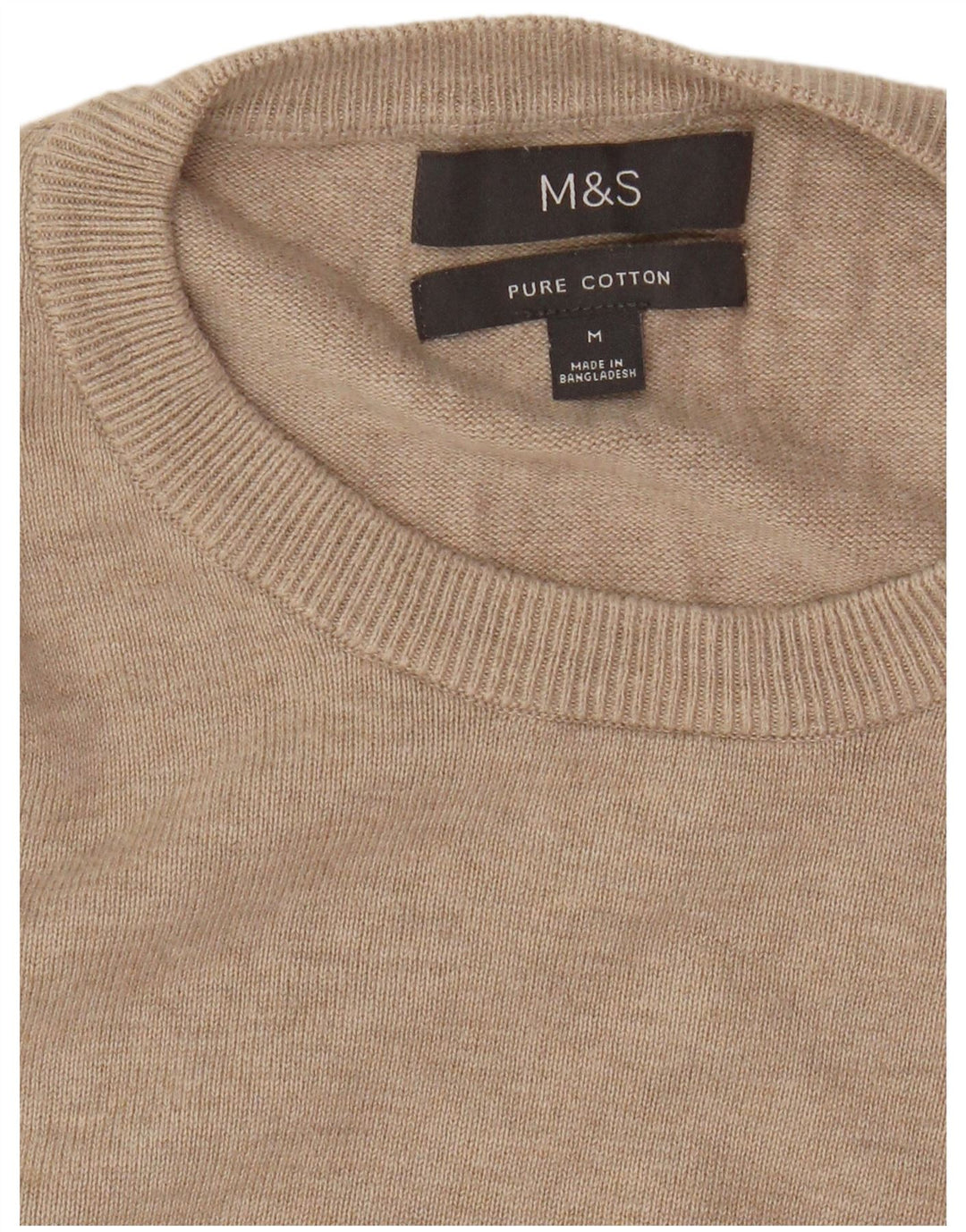 Marks & Spencer muški džemper s okruglim izrezom, srednje bež pamuk