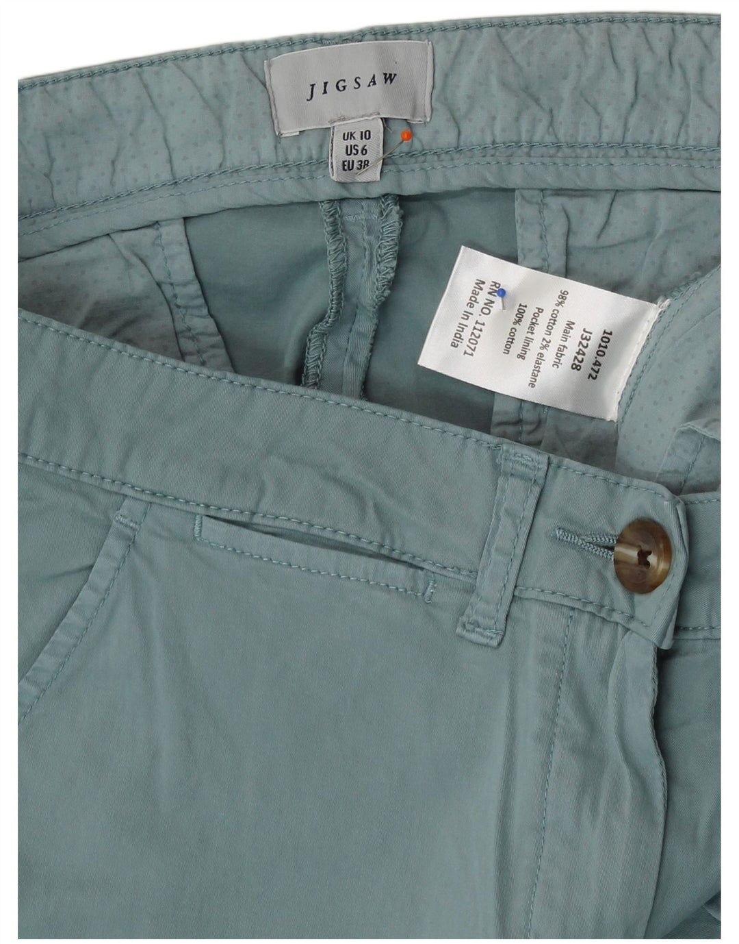 JIGSAW Womens Straight Chino Trousers UK 10 Small W29 L30 Turquoise