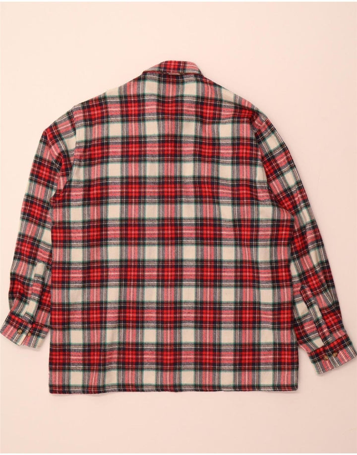 FOLLIE Mens Flannel Shirt Size 43/44 XL Red Check Wool
