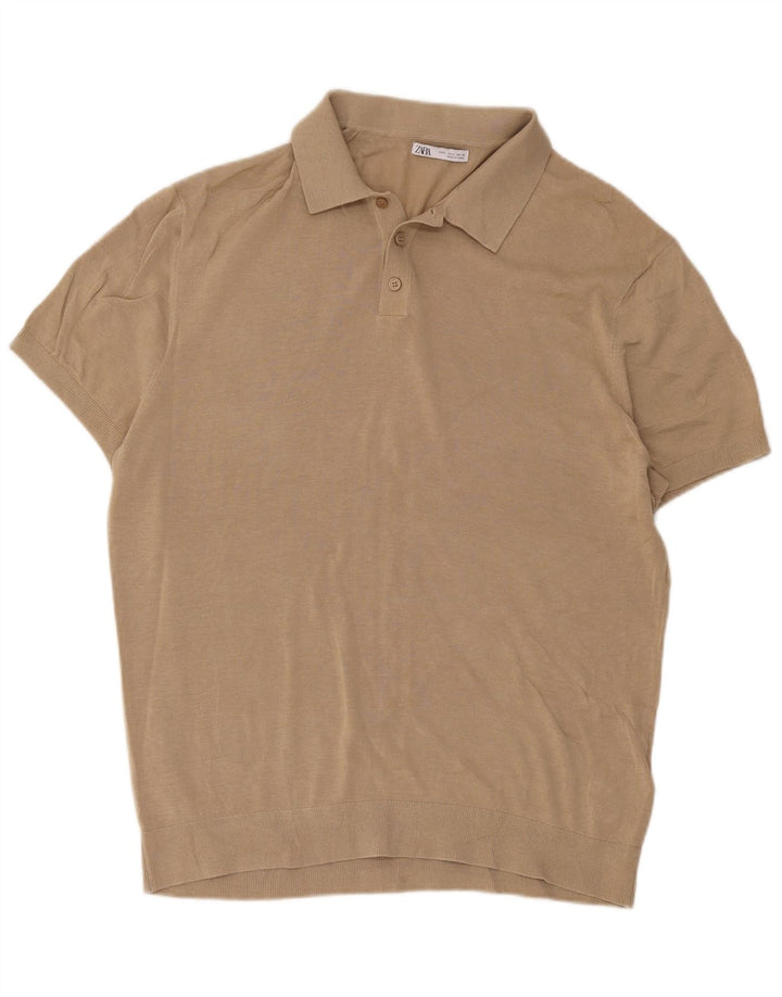 Zara muška polo majica velika bež pamuk