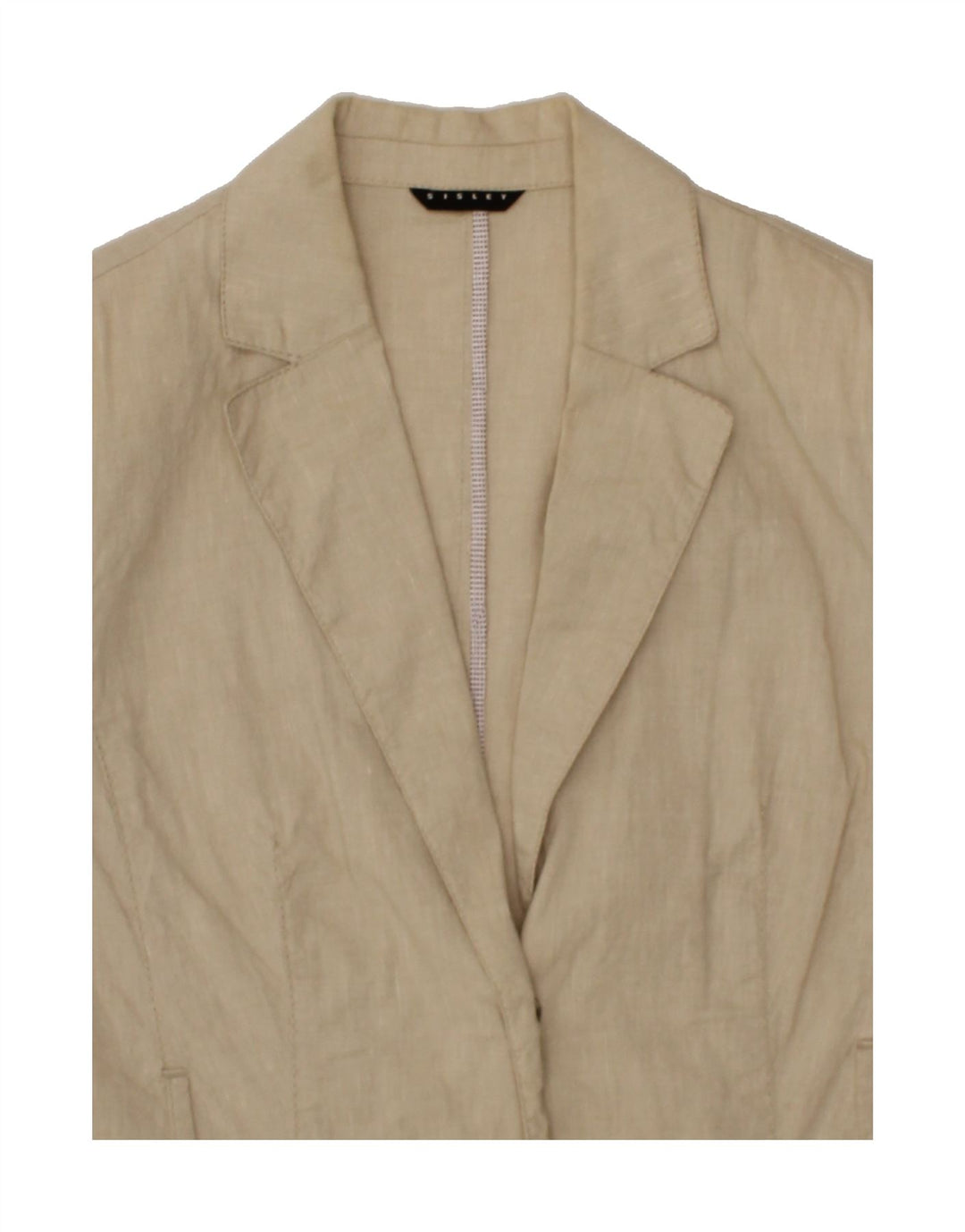 SISLEY Womens 3 Button Blazer Jacket UK 12 Medium Beige Vintage Sisley and Second-Hand Sisley from Messina Hembry 