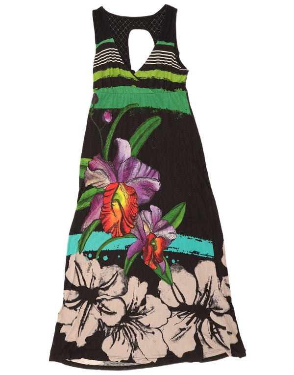 Desigual ženska maksi haljina bez rukava UK 12 srednje crna cvjetna viskoza