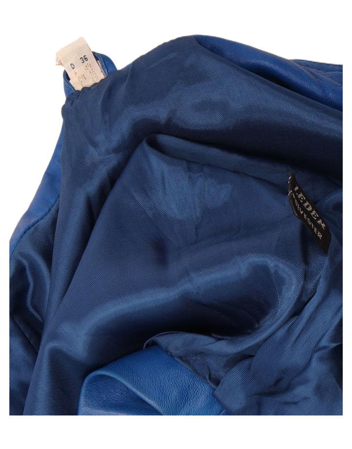 Vintage ženska crop kožna jakna UK 10 Small Blue