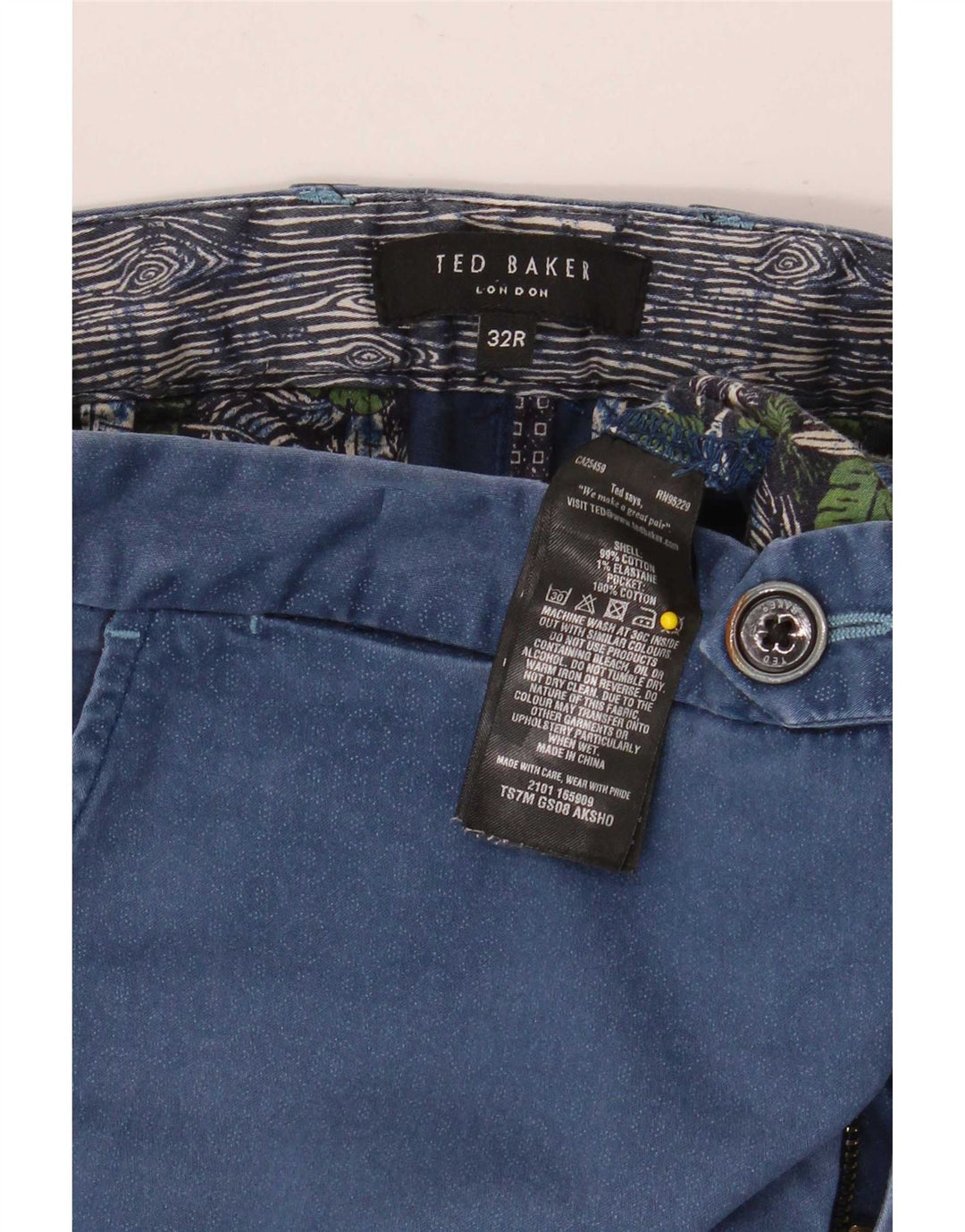 Muške chino kratke hlače Ted Baker W32 srednje plavi geometrijski pamuk