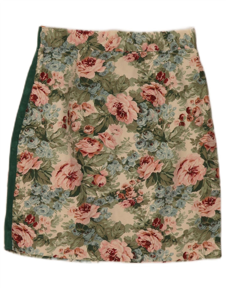 Vintage ženska mini suknja mala W26 višebojno cvjetno